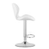 Scaun de bucatarie/bar, Artool, West, rotativ, piele ecologica alba, picior metal argintiu, 46×48.5×90-111 cm