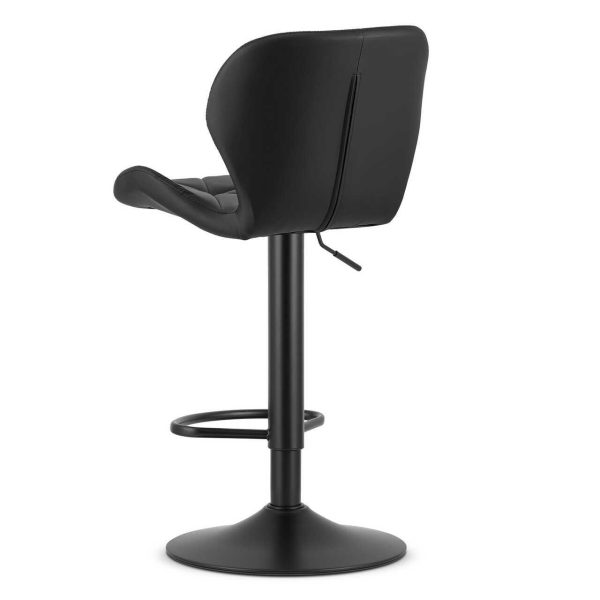 Scaun de bucatarie/bar, Artool, West, rotativ, piele ecologica neagra, picior metal negru, 46x48.5x90-111 cm