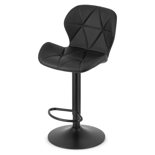 Scaun de bucatarie/bar, Artool, West, rotativ, piele ecologica neagra, picior metal negru, 46×48.5×90-111 cm