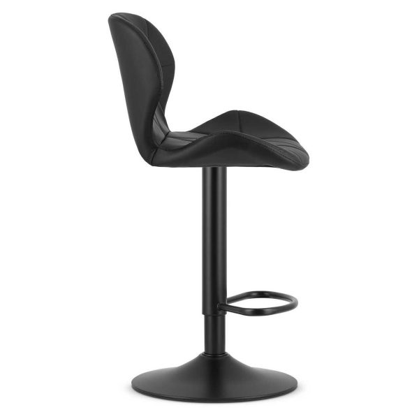 Scaun de bucatarie/bar, Artool, West, rotativ, piele ecologica neagra, picior metal negru, 46×48.5×90-111 cm