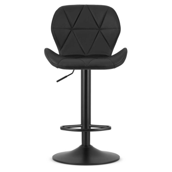 Scaun de bucatarie/bar, Artool, West, rotativ, piele ecologica neagra, picior metal negru, 46×48.5×90-111 cm