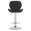 Scaun de bucatarie/bar, Artool, West, rotativ, piele ecologica neagra, picior metal argintiu, 46×48.5×90-111 cm