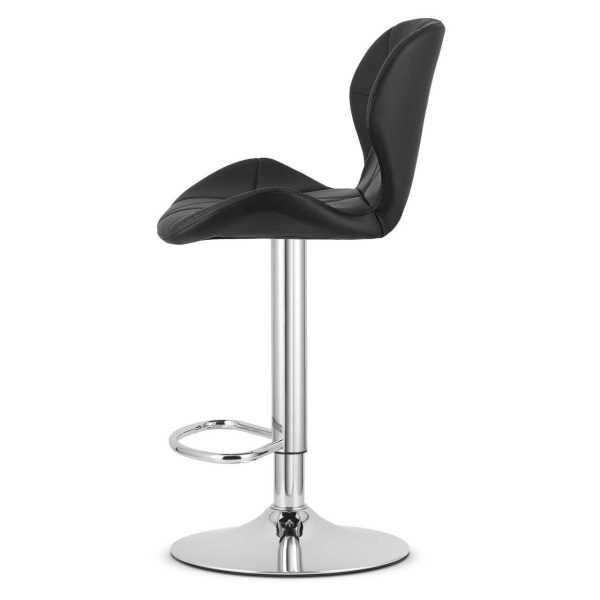 Scaun de bucatarie/bar, Artool, West, rotativ, piele ecologica neagra, picior metal argintiu, 46×48.5×90-111 cm