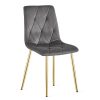 Scaun bucatarie/living, Artool, Libra, catifea gri inchis, picioare metal auriu, 45x54x86.5 cm