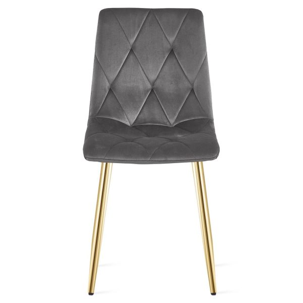 Scaun bucatarie/living, Artool, Libra, catifea gri inchis, picioare metal auriu, 45x54x86.5 cm