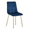 Scaun bucatarie/living, Artool, Libra, catifea bleumarin, picioare metal auriu, 45x54x86.5 cm