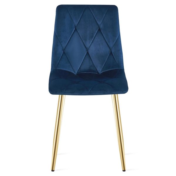 Scaun bucatarie/living, Artool, Libra, catifea bleumarin, picioare metal auriu, 45x54x86.5 cm