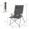 Scaun pliabil gradina, camping, pescuit, material Oxford, cu tetiera, buzunar, spatar reglabil, gri, 74×59.5×98 cm