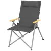 Scaun pliabil gradina, camping, pescuit, material Oxford, cu tetiera, buzunar, spatar reglabil, gri, 74×59.5×98 cm