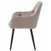 Scaun stil fotoliu bucatarie/living, Artool, York, catifea bej inchis, picioare metal negru, 56x62x83.5 cm