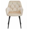 Scaun stil fotoliu bucatarie/living, Artool, York, catifea bej, picioare metal negru, 56x62x83.5 cm