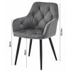 Scaun stil fotoliu bucatarie/living, Artool, York, catifea neagra, picioare metal negru, 56x62x83.5 cm
