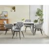 Scaun stil fotoliu bucatarie/living, Artool, York, rotativ, catifea gri argintiu, picioare metal negru, 56x61x84 cm