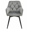 Scaun stil fotoliu bucatarie/living, Artool, York, rotativ, catifea gri argintiu, picioare metal negru, 56x61x84 cm