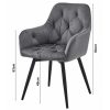 Scaun stil fotoliu bucatarie/living, Artool, York, rotativ, catifea gri argintiu, picioare metal negru, 56x61x84 cm