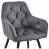 Scaun stil fotoliu bucatarie/living, Artool, York, rotativ, catifea gri inchis, picioare metal negru, 56x61x84 cm