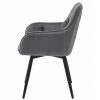 Scaun stil fotoliu bucatarie/living, Artool, York, rotativ, catifea gri inchis, picioare metal negru, 56x61x84 cm