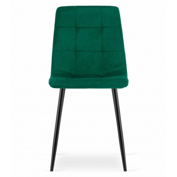 Set 4 scaune bucatarie/living, Artool, Kara, catifea verde, picioare metal negru, 44.5×50.5×87 cm