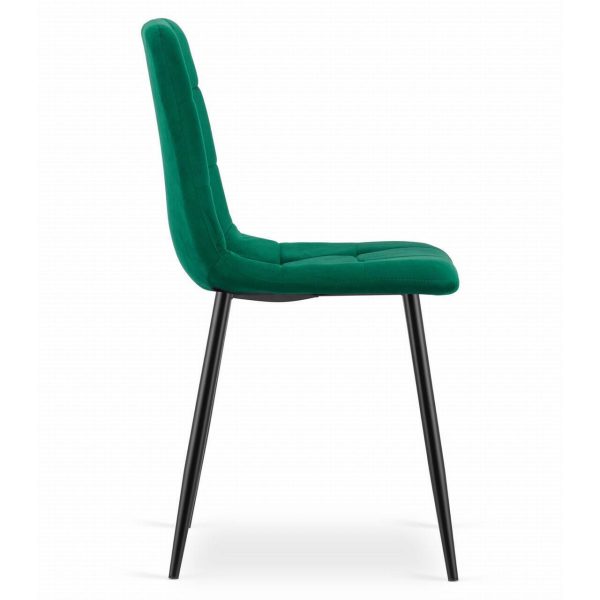Set 4 scaune bucatarie/living, Artool, Kara, catifea verde, picioare metal negru, 44.5×50.5×87 cm