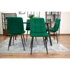 Set 4 scaune bucatarie/living, Artool, Kara, catifea verde, picioare metal negru, 44.5×50.5×87 cm