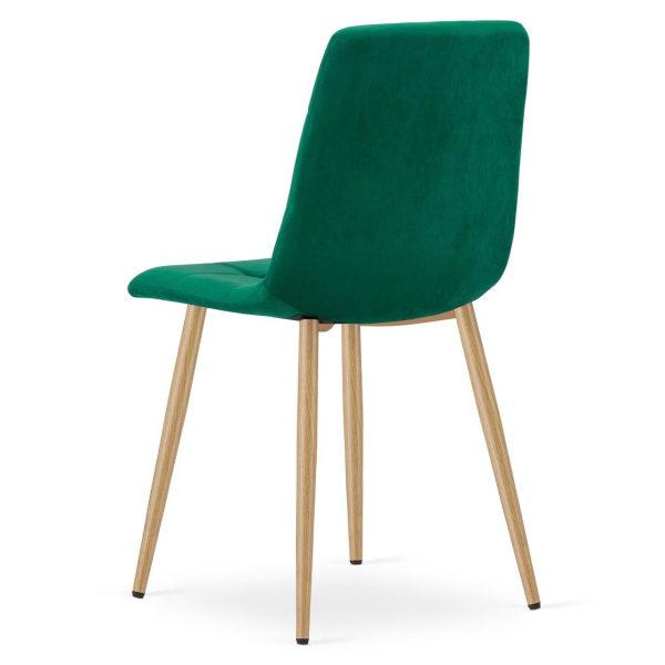 Scaun bucatarie/living, Artool, Kara, catifea verde, picioare metal natur, 44.5×50.5×87 cm