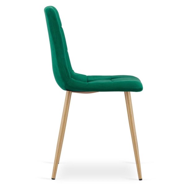 Scaun bucatarie/living, Artool, Kara, catifea verde, picioare metal natur, 44.5×50.5×87 cm