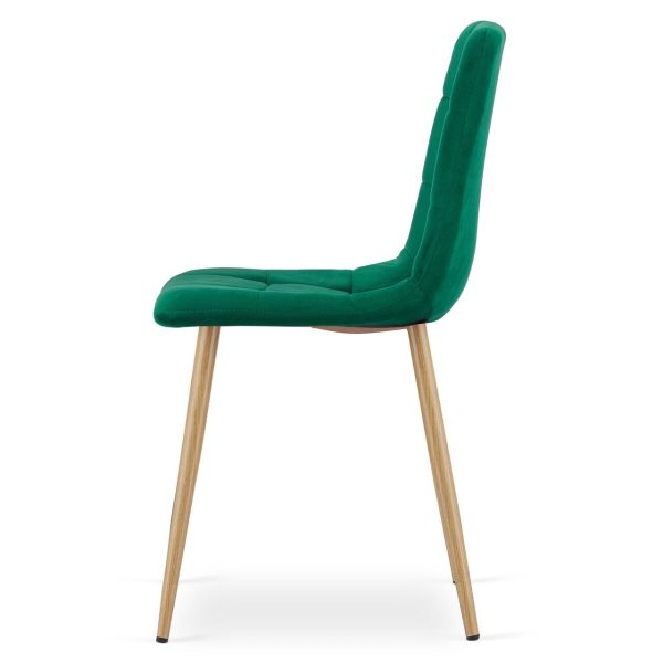 Scaun bucatarie/living, Artool, Kara, catifea verde, picioare metal natur, 44.5×50.5×87 cm