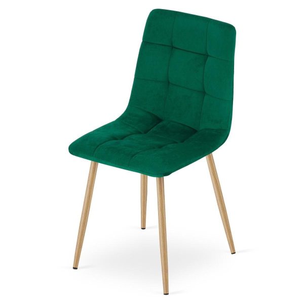Scaun bucatarie/living, Artool, Kara, catifea verde, picioare metal natur, 44.5×50.5×87 cm