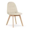 Set 4 scaune bucatarie/living, Artool, Bora, catifea bej, picioare lemn natur, 44.5x54x81.5 cm