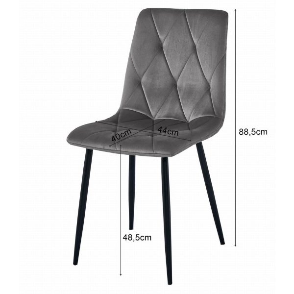 Set 4 scaune bucatarie/living, Artool, Libra, catifea bej, picioare metal negru, 44x40x88.5 cm