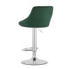 Set 2 scaune de bucatarie/bar, Artool, Kast, rotativ, catifea verde, picior metal argintiu, 45.5x49x85-105 cm