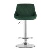 Set 2 scaune de bucatarie/bar, Artool, Kast, rotativ, catifea verde, picior metal argintiu, 45.5x49x85-105 cm