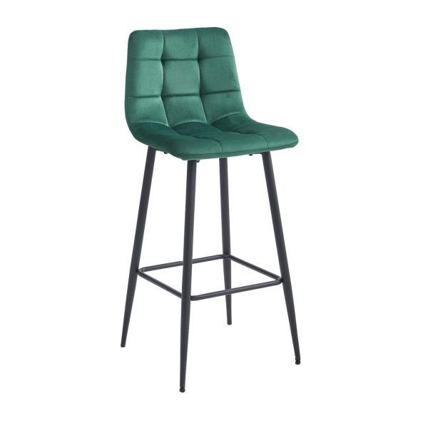 Set 2 scaune de bucatarie/bar, Artool, Arceto, catifea verde, picioare metal negru, 43.5x32.5x104 cm