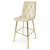 Set 2 scaune de bucatarie/bar, Artool, Libra, catifea bej deschis, picioare metal auriu, 52x56x112 cm