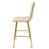 Set 2 scaune de bucatarie/bar, Artool, Libra, catifea bej deschis, picioare metal auriu, 52x56x112 cm