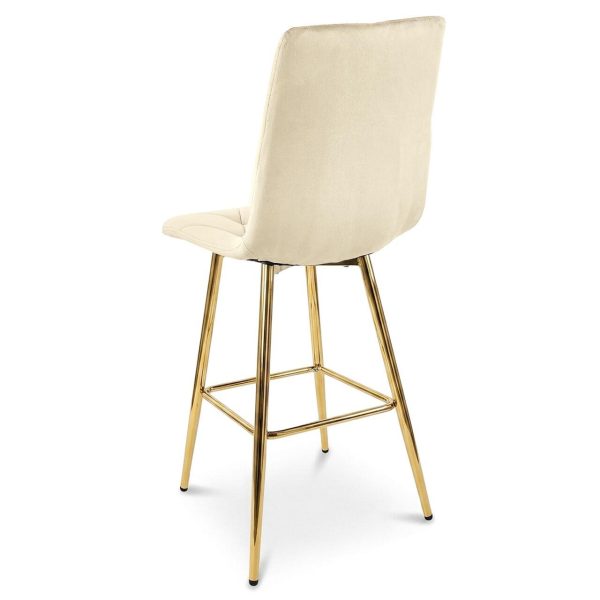 Set 2 scaune de bucatarie/bar, Artool, Libra, catifea bej deschis, picioare metal auriu, 52x56x112 cm