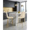 Set 2 scaune de bucatarie/bar, Artool, Libra, catifea bej deschis, picioare metal auriu, 52x56x112 cm
