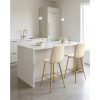 Set 2 scaune de bucatarie/bar, Artool, Libra, catifea bej deschis, picioare metal auriu, 52x56x112 cm