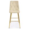 Set 2 scaune de bucatarie/bar, Artool, Libra, catifea bej deschis, picioare metal auriu, 52x56x112 cm