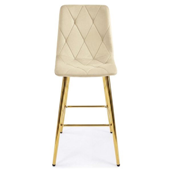 Set 2 scaune de bucatarie/bar, Artool, Libra, catifea bej deschis, picioare metal auriu, 52x56x112 cm