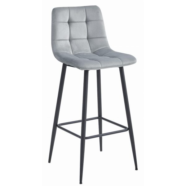 Set 2 scaune de bucatarie/bar, Artool, Arceto, catifea argintie, picioare metal negru, 43.5x32.5x104 cm