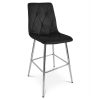 Set 2 scaune de bucatarie/bar, Artool, Libra, catifea neagra, picioare metal argintiu, 52x56x112 cm