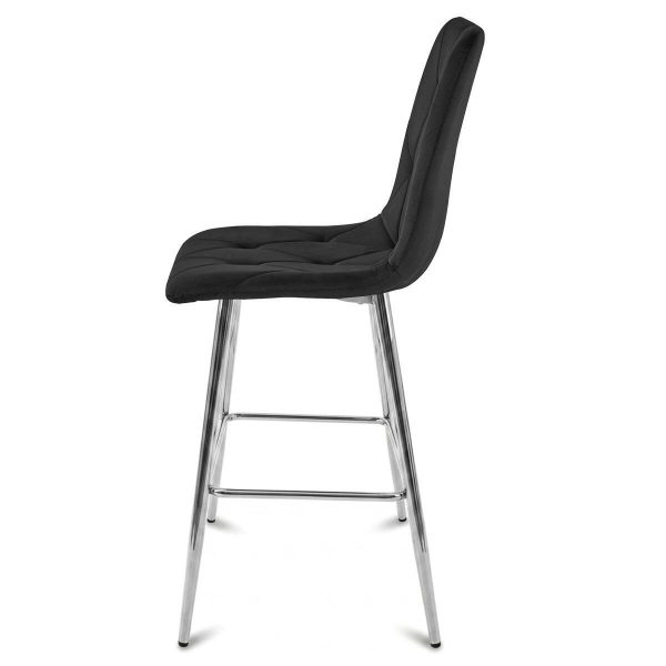 Set 2 scaune de bucatarie/bar, Artool, Libra, catifea neagra, picioare metal argintiu, 52x56x112 cm