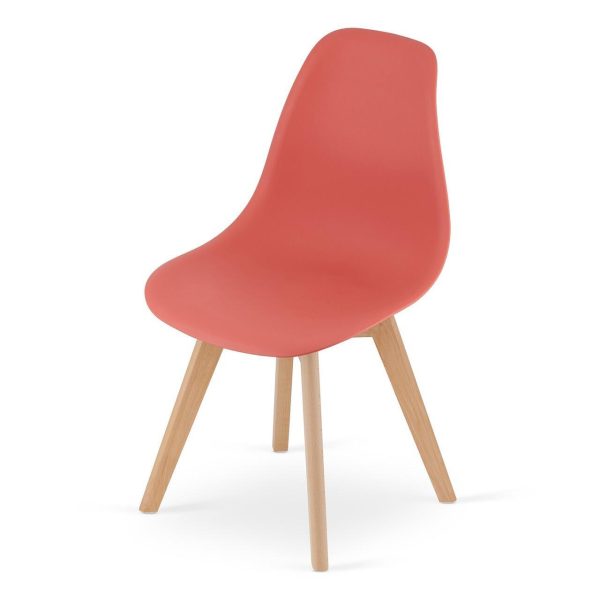 Set 4 scaune bucatarie/living, Artool, Kito, PP vermilion, picioare lemn natur, 46×54.5×80 cm