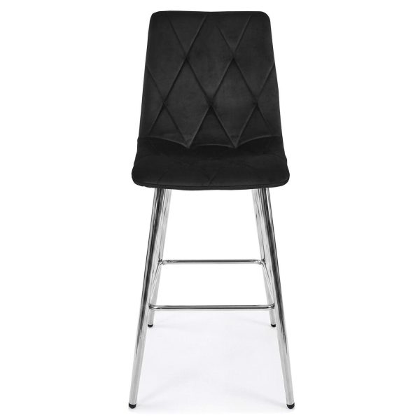 Set 2 scaune de bucatarie/bar, Artool, Libra, catifea neagra, picioare metal argintiu, 52x56x112 cm