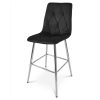Set 2 scaune de bucatarie/bar, Artool, Libra, catifea neagra, picioare metal argintiu, 52x56x112 cm