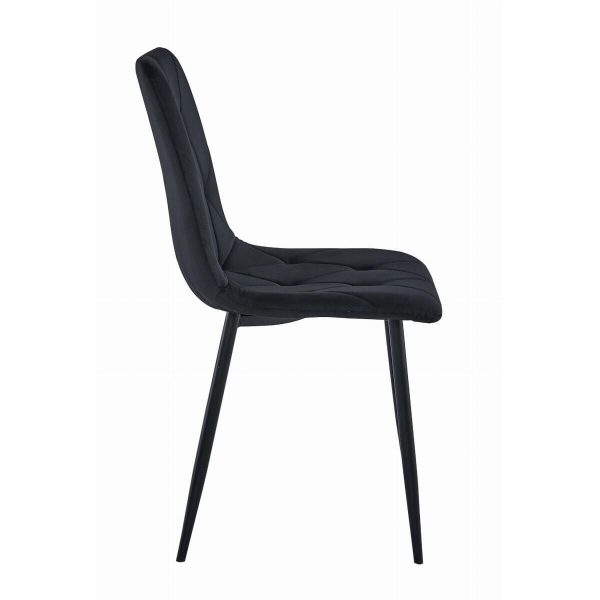 Set 4 scaune bucatarie/living, Artool, Libra, catifea neagra, picioare metal negru, 44x40x88.5 cm