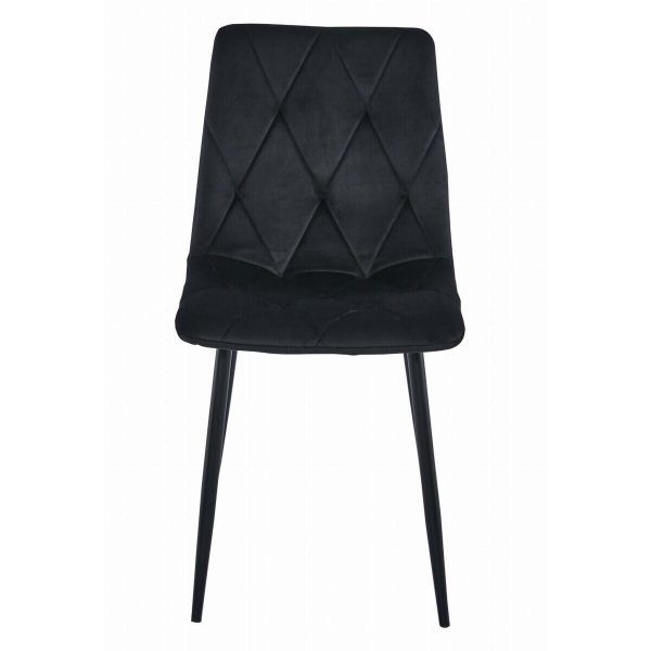 Set 4 scaune bucatarie/living, Artool, Libra, catifea neagra, picioare metal negru, 44x40x88.5 cm