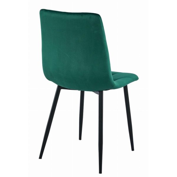 Set 4 scaune bucatarie/living, Artool, Libra, catifea verde, picioare metal negru, 44x40x88.5 cm