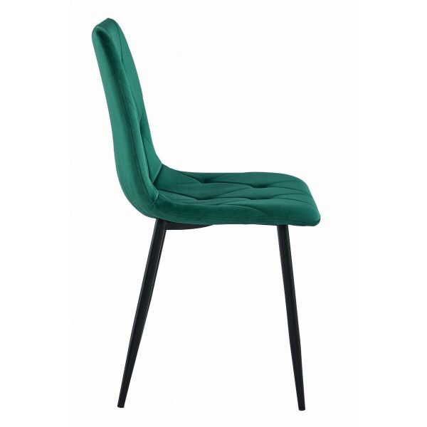 Set 4 scaune bucatarie/living, Artool, Libra, catifea verde, picioare metal negru, 44x40x88.5 cm